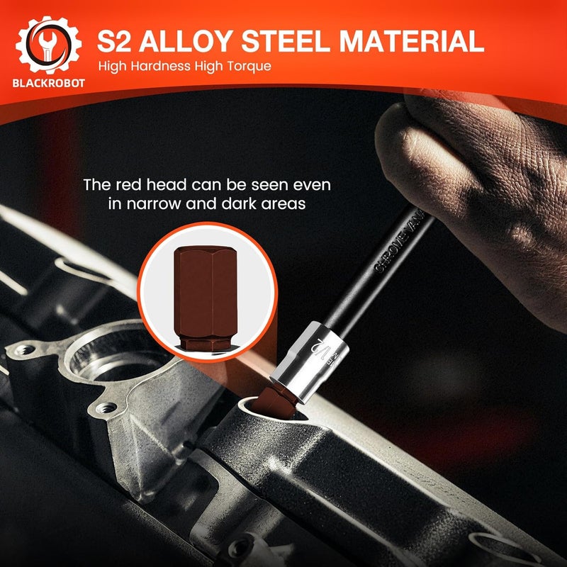 BLACKROBOT 1/2 inch Hex Bit Socket, 3/8 Inch Drive 1/2 Allen Key Socket, SAE, Full Polished, S2 Steel Head Made For Repairing - Image 5